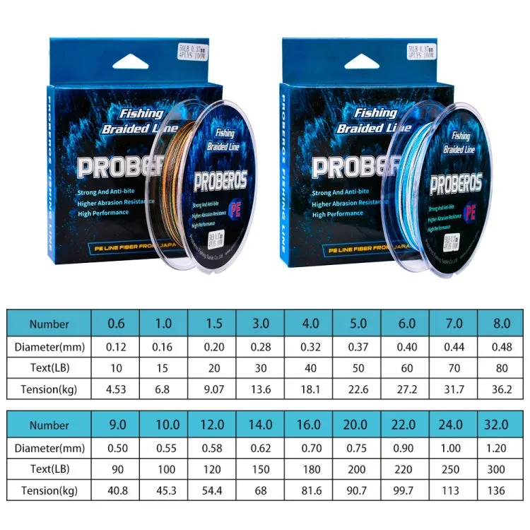 2 PCS PROBEROS 4 Edits 100M Strong Horse Fish Line, Line number: 1.5 / 20LB(Green)