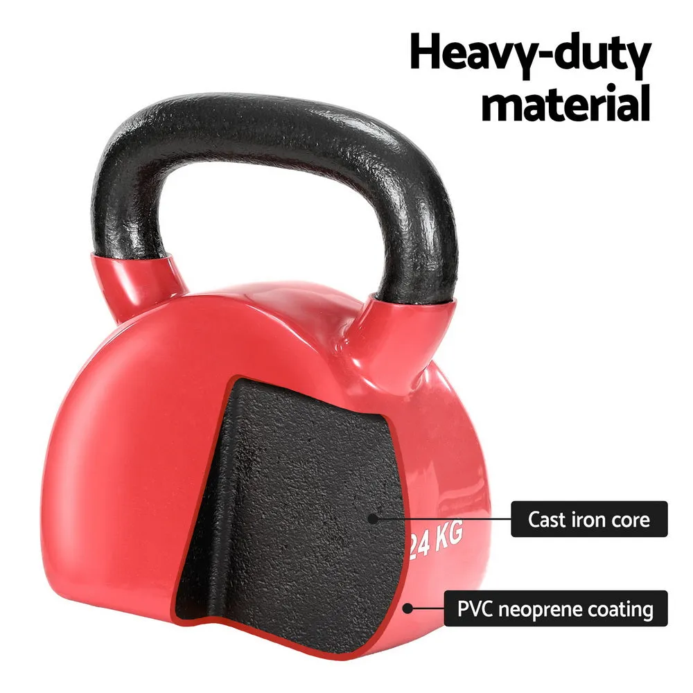 24kg PVC Neoprene Kettlebell Set, Heavy-Duty – Everfit
