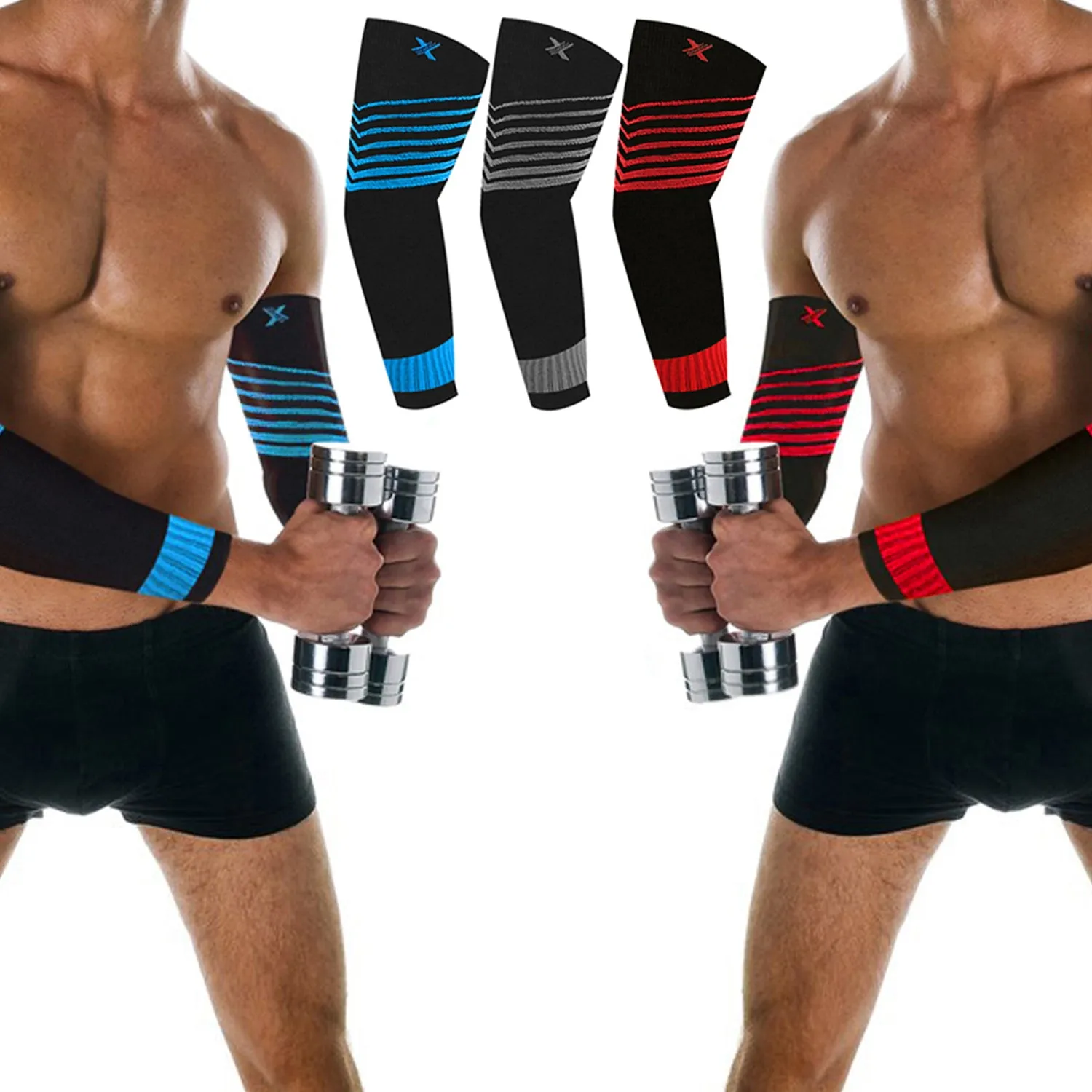 3-Pairs: Ultra Comfort Pain Relief Elbow Arm Compression Support Sleeves