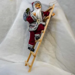 64cm Santa on Wooden Ladder