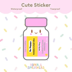 Be happy medicine bottle sticker