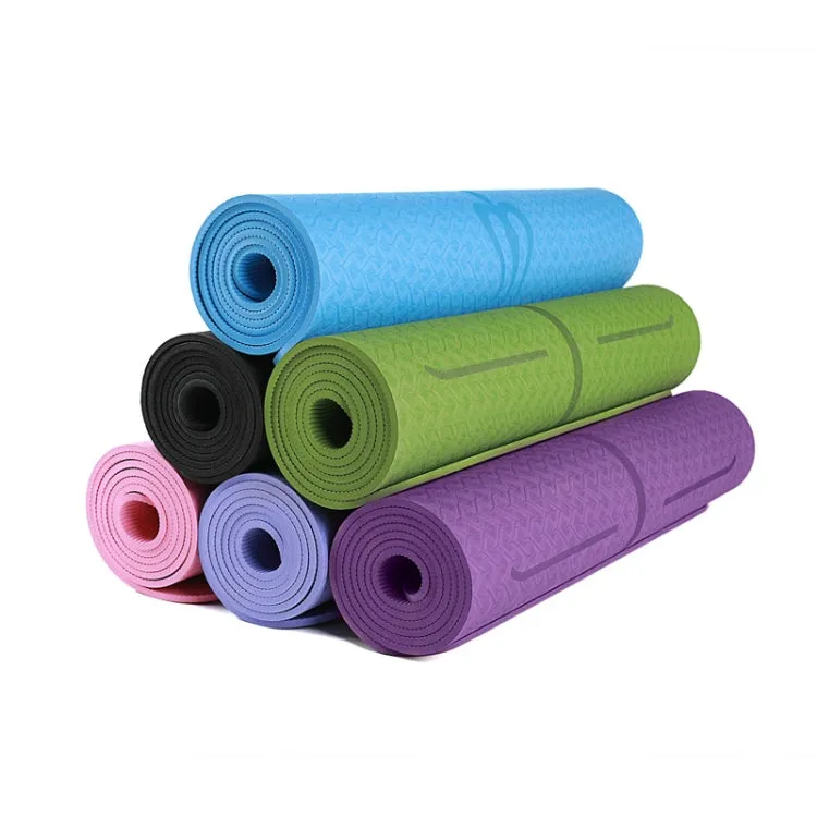BSJ002 TPE Double Layer Two-Color Yoga Mat Fitness Mat with Body Line, Specification: 183 x 61 x 0.6cm(Violet)