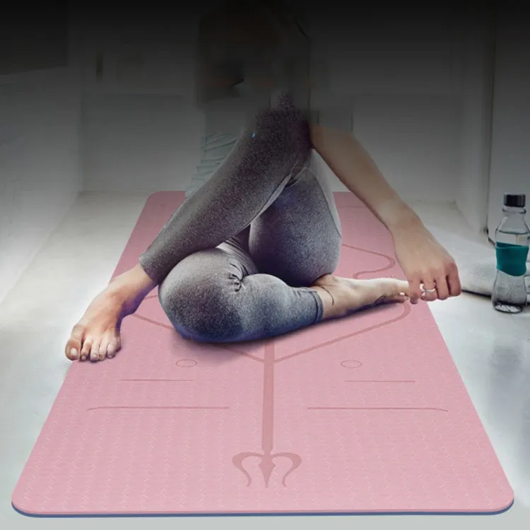 BSJ002 TPE Double Layer Two-Color Yoga Mat Fitness Mat with Body Line, Specification: 183 x 61 x 0.6cm(Violet)