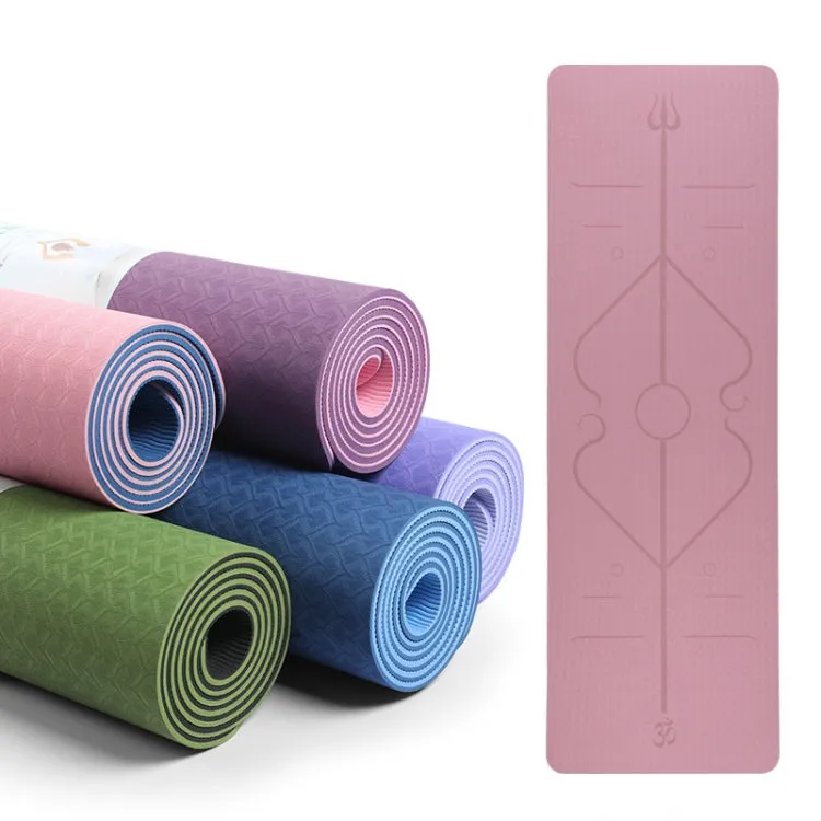 BSJ002 TPE Double Layer Two-Color Yoga Mat Fitness Mat with Body Line, Specification: 183 x 61 x 0.6cm(Violet)