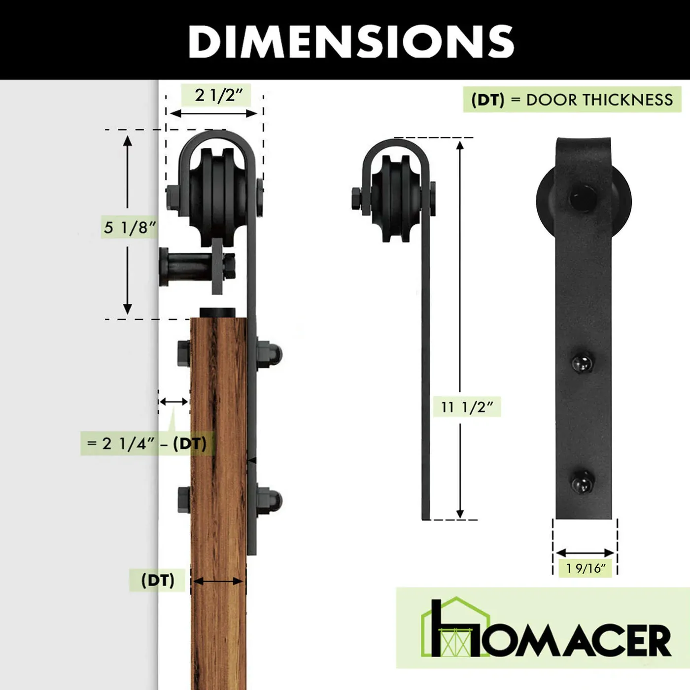 Homacer Black Rustic Classic Design Roller Set