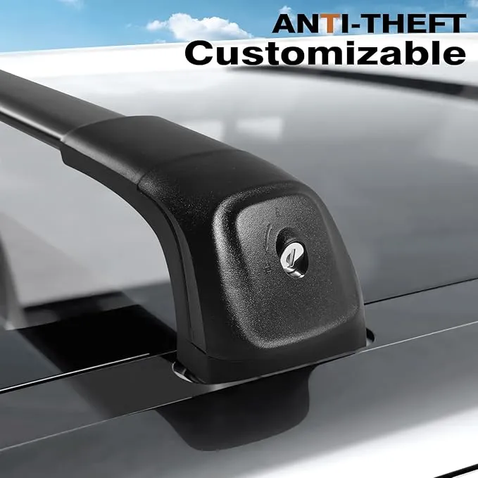 Lockable Roof Rack Cross Bars Compatible with Rivian R1T 2022 2023 2024 2025, Truck Pickup Heavy Duty 220lbs Aluminum Roof Rails Crossbars Cargo Black Rooftop Cargo Carrier Luggage