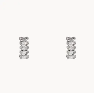 Silver Ladder CZ Earrings