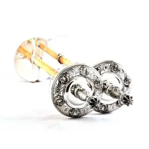 Silver Torah Rollers, Floral Crown Design
