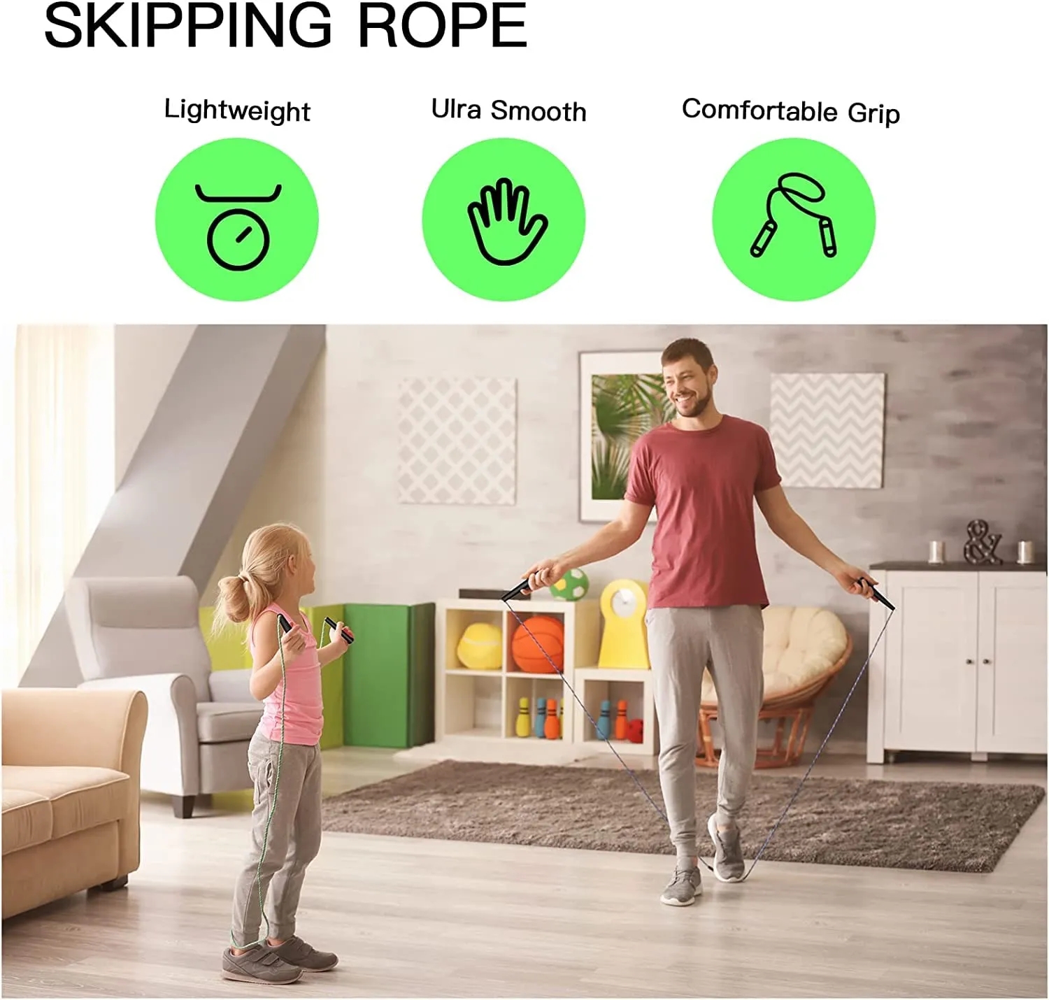 Simran Sports Speed Skipping Rope, Jump Rope With Pvc Handle, Multicolor Pvc Pencil Skipping Rope For Men, Women, Boys & Girls (Black)