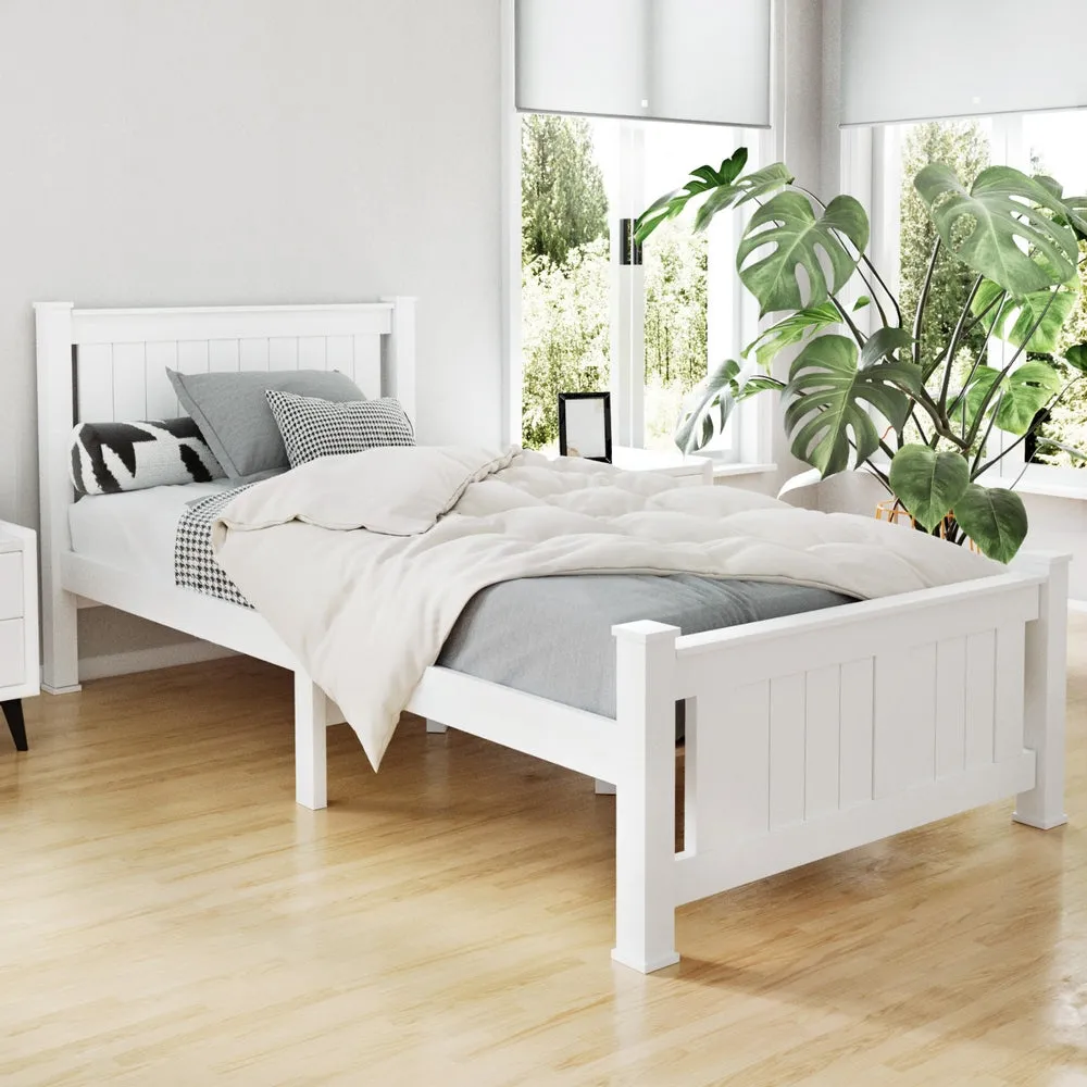 Single Size Wooden Bed Frame Kids Bedroom (No Mattress) White