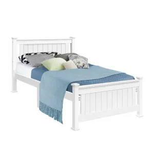 Single Size Wooden Bed Frame Kids Bedroom (No Mattress) White