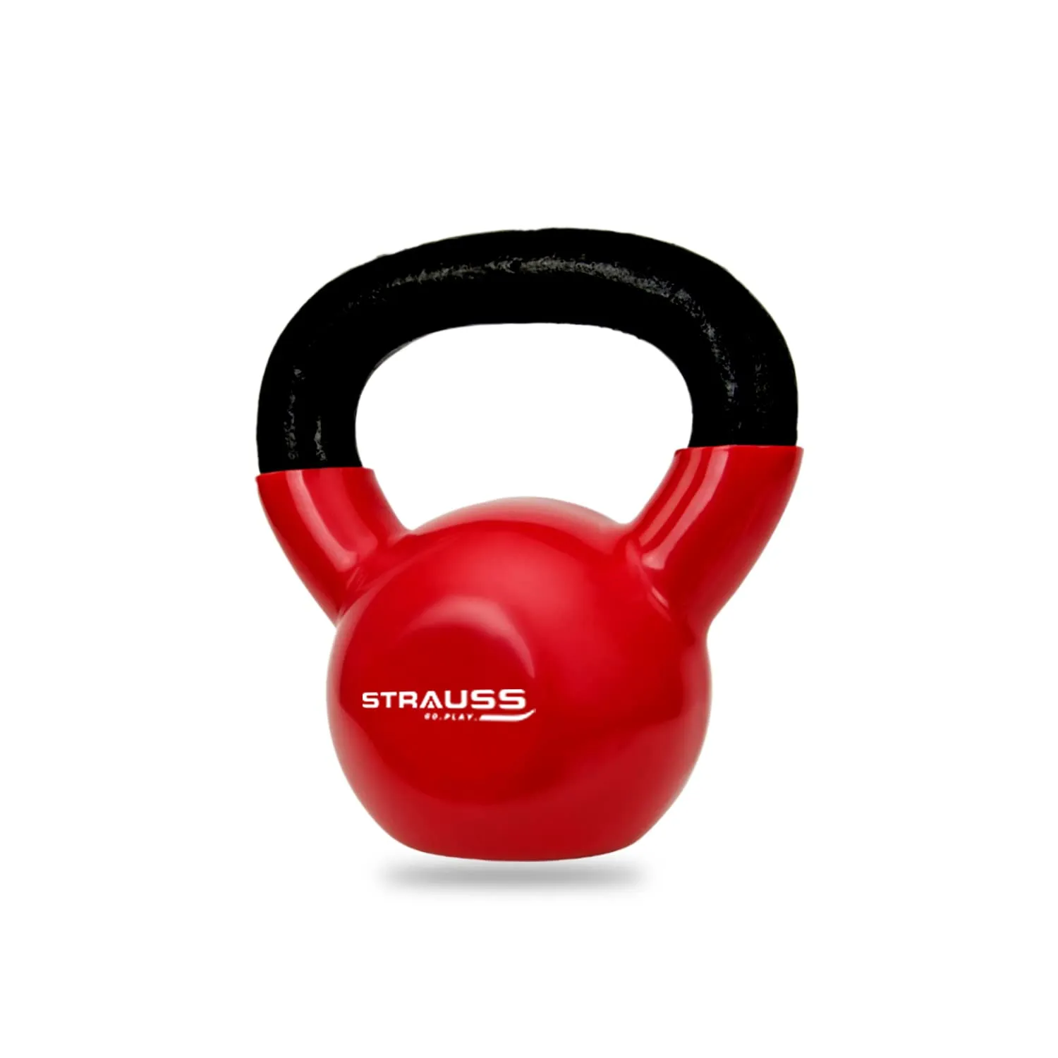 Strauss Premium Vinyl Kettlebell Weight for Men & Women | 12 Kg | Ideal for Home Workout, Yoga, Pilates, Gym Exercises | Non-Slip, Easy to Hold, Scratch Resistant (Red)
