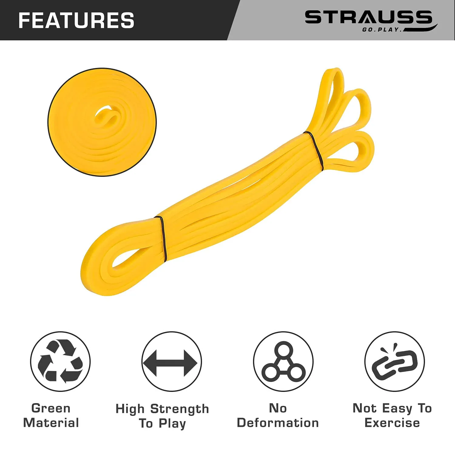 Strauss Resistance and Pull up Band for Chin Ups, (Yellow)