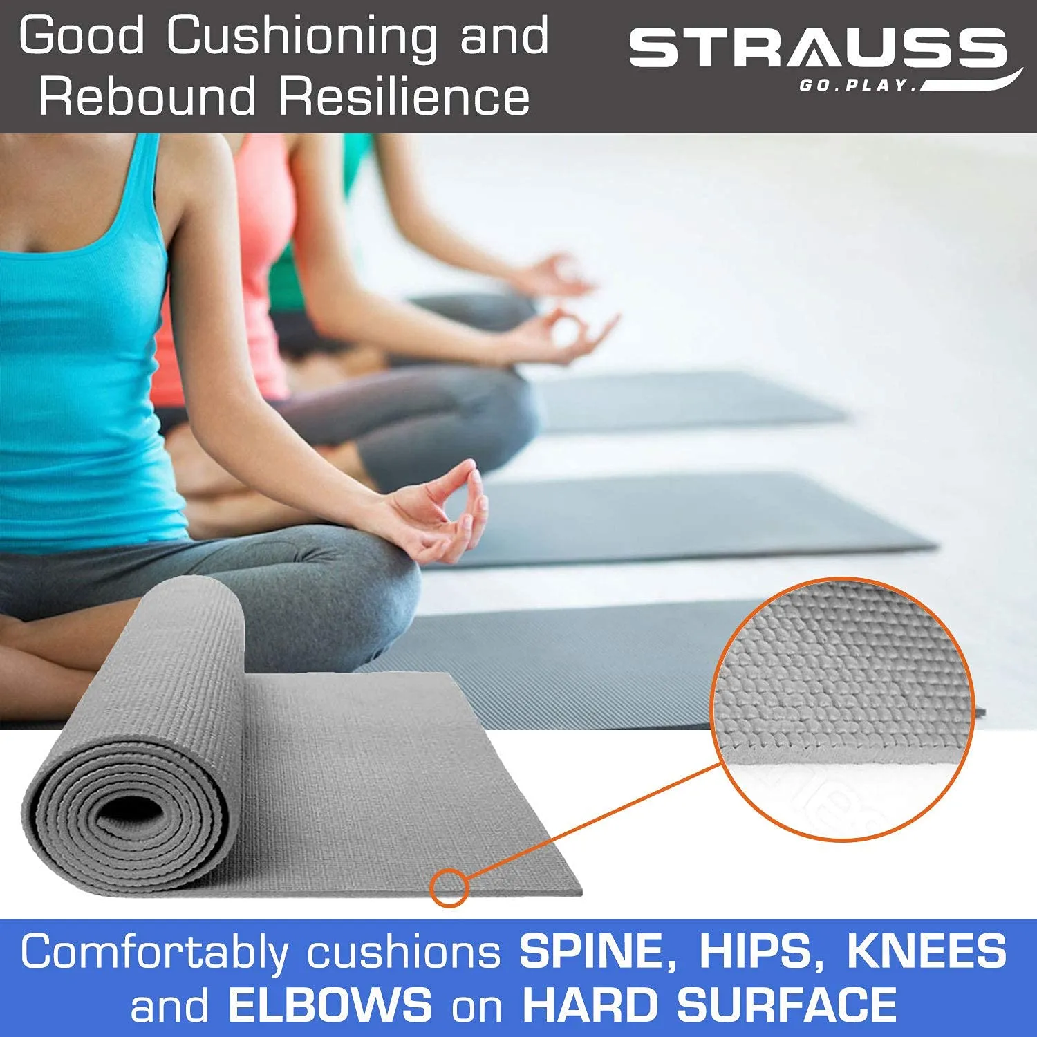Strauss Yoga Mat (Yogasana), 6 mm (Blue)